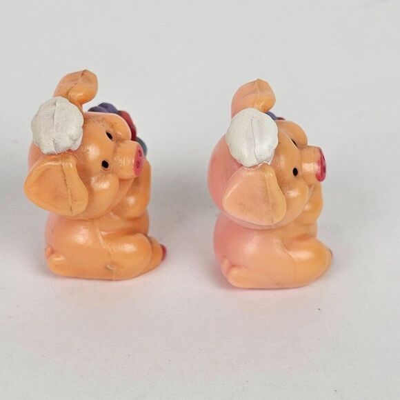 Russ Berrie Hogs 'N Kisses Pig Piggy Figurine Chef Hat Hugs Hearts Lot of 2 Vtg - Picture 4 of 12